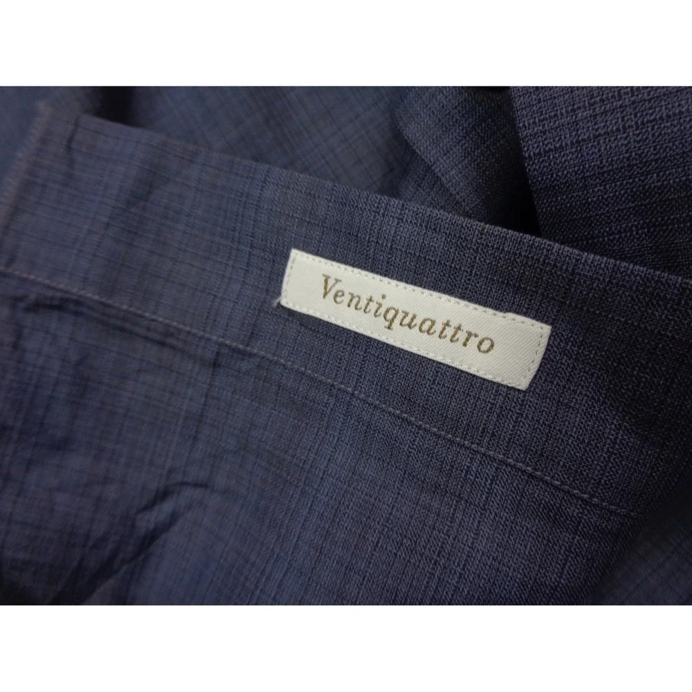 Brioni Ventiquattro Shirt Mens 17 1/2" 44 Neck Blue Long Sleeve Made in Italy - Picture 7 of 13